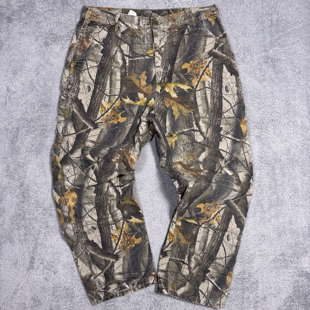Carhartt B158 CMO Mens 36x30 RealTree Carpenter Camo Dungaree USA Made 90s Y2K